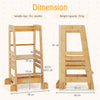 Bamboo Kids Standing Tower Step Stool w/Height Adjustable Platform-Natural