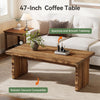 47-Inch Solid Wood Coffee Table, Farmhouse Rectangular Center Cocktail Tea Table