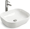 Modern Rectangular Curved Bathroom Counter Top Sink Wash Basin White Ceramic UK