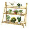 Flower Stand Plant Display Rack 3-Tier Foldable Wood Garden Patio