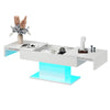 White High Gloss Coffee Table with LED RGB Lights 2 Drawer Storage Living Room