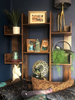 Tall Rustic Bookcase 13 Compartment Storage Shelf Unit Modern Display Cabinet