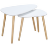 Side Table Set of 2 Nested Coffee Table W/ Solid Wood Legs Living Room White