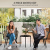 3 Pieces Rattan Bistro Set, Wicker Garden Furniture Set w/ Cushions