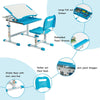 Kids Desk & Chair Set Height Adjustable Study Table with Tilting Tabletop Blue