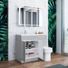 Bathroom Vanity Unit Sink Cabinet Grey Left Hand Basin Cupboards & Square Toilet