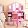 Kids 2-in-1 Princess Makeup Vanity Set with Removable Tri-Folding Mirror
