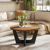 Round Wood Coffee Table, Farmhouse 31.5" Small Center Tea Table for Living Room