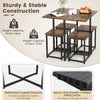 5-Piece Dining Table Set Metal Frame Kitchen Table and 4 Stools Space Saving