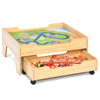 Kids Wooden Train Track Railway Set Table with 100 Pieces Storage Drawer