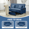 3-Seater Sofa Bed Convertible Velvet-Feel Upholstery Adjustable Backrest Blue