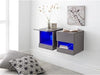 Pair of Wall Mounted Floating Bedside Tables with LED Lights & Storage Cupboard