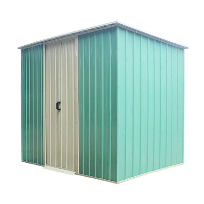 6X4FT Metal Garden Shed Flat Roof Outdoor Garden Tool Storage House Heavy Duty