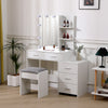 White Dressing Table Set with LED Lights 5 Drawers Mirror Bedroom Makeup Storage