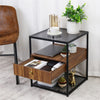 Tempered Glass Bedside End Table Nightstand Cabinet With Drawer Shelf Bedroom