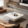 Tribesigns Coffee Table, Square Coffee Table with Faux Marble Tabletop, White