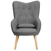 Occasional Scalloped Button High Back Fabric Armchair Sofa Chair Footrest Stool