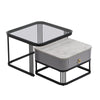 Nesting Coffee Table Side Table with Drawer High-Gloss Tabletop Square Set of 2