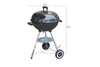 57cm Charcoal Grill BBQ with Thermometer, Stand Wheels& Cooker with Porcelain