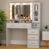 2 in1 Dressing Table with LED Lights Mirror 5 Drawers Socket Vanity Make up Desk