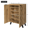 Modern Wood Shoe Storage Unit w/ 5 Compartments & Black Handles, 80x35x110cm
