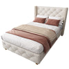 3FT UPHOLSTERED SINGLE BED FRAME WITH LINEN TUFTED HEADBOARD & WING SIDE BEIGE