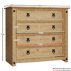 Corona 4 Drawer Rustic Chest Mexican Solid Waxed Pine Storage Bedroom Cabinet