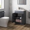 Bathroom Vanity Unit Freestanding Basin Sink Cabinet Furniture Gloss Grey 600mm