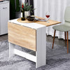 Space Saving Expandable Desk Drop Leaf Folding Dining Table Shelves& Drawer Wood
