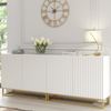 Modern Sideboard I 200cm I White I Fluted Fronts I Gold Legs I Storage Cabinet