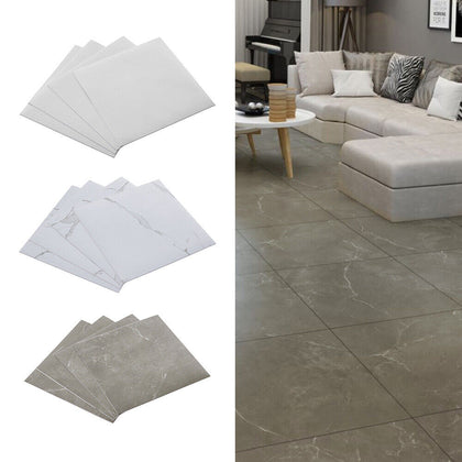 12x Self-Adhesive Marble Tiles Sticker Stick On Wall Floor Kitchen Bathroom Deco