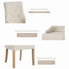 2x Fabric PU Leather Dining Chairs Button-Tufted Upholstered Wood Legs Armchairs