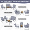 4 Pcs Outdoor Loveseat Chairs Table Set Metal Frame Garden Patio Furniture Set