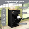 Laundry Cabinet with Basket Freestanding Tilt Out Laundry Hamper W/Drawer-Black