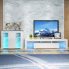 200CM Width White TV Stand Matt Cabinet Unit Modern High Gloss Door LED Light
