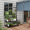 3 Tiered Plant Rack Stand with Hanging Hooks for Indoor Outdoor Use