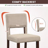 Set of 2 Bar Stools Linen Counter Height Chair Upholstered Kitchen Island Stool