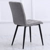 Set of 4 Dining Chairs Kitchen Breakfast Grey Linen Fabric Padded Seat Metal Leg