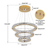 K9 Crystal Gold Chandelier LED Ceiling Lights Pendant Light Dimmable Remote 49W