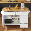 Rolling Kitchen Island Storage Trolley with Wood Effect Top & 5 Drawers White