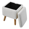 Teddy Fleece Ottoman Storage Seat Footstool Dressing Vanity Chair w/Wood Legs