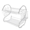 Multifunctional S-shaped Dual Layers Dish Drainer Holder Plate Rack Kitchen Sink