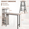 3PCS Bar Table&Chair Set Industrial Pub Table Counter Height Dining Table Grey