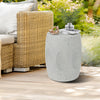 Outdoor Lightweight Concrete Finish Accent Side Table Drum Sofa Corner Table Dec