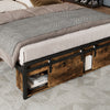 Double Metal Bed Frame with LED, Charging Port, Storage Headboard & Footboard