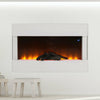 FIREPLACE WHITE MANTEL WALL MOUNTED ELECTRIC FIRE GLASS LED FLAME HEATER 51 52''