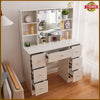 Vanity Dressing Table LED Light Mirror Hidden Shelves 7 Drawers Modern Make up