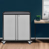 Wheeled Metal 2 Door Office Filing Cabinet 2 Layers Steel File Storage Cupboard