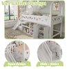 WOODEN KIDS BED 3FT SINGLE TREE HOUSE CANOPY BED MID SLEEPER WITH SLIDE & STAIRS