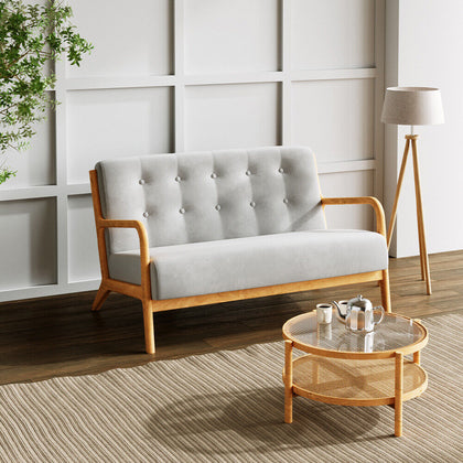 1/2 Seater Wooden Frame Sofa Armchair Button Back Accent Tub Chair Couch Settee